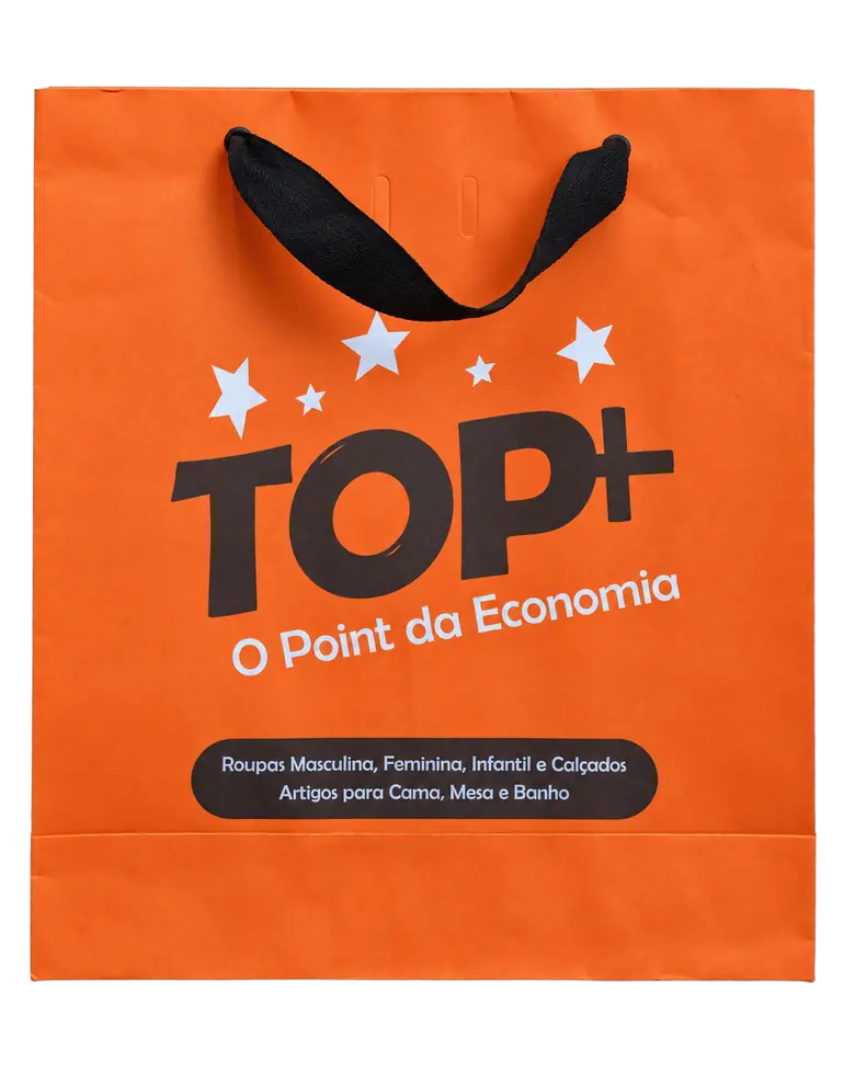 Sacola personalizada TOP+, produzida pela New Times